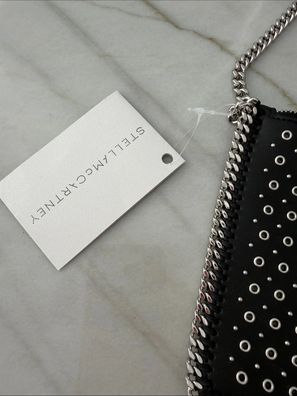 Stella McCartney Black Eyelet-Stud Chain Clutch